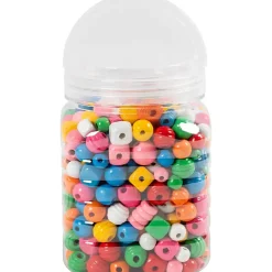 Træperler, diam. 5-28 mm, hulstr. 2,5-3 mm, ass. farver, 400 g/ 1 spand