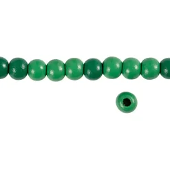 Træperler – Grøn – Ø10 mm – Ca. 70 stk.