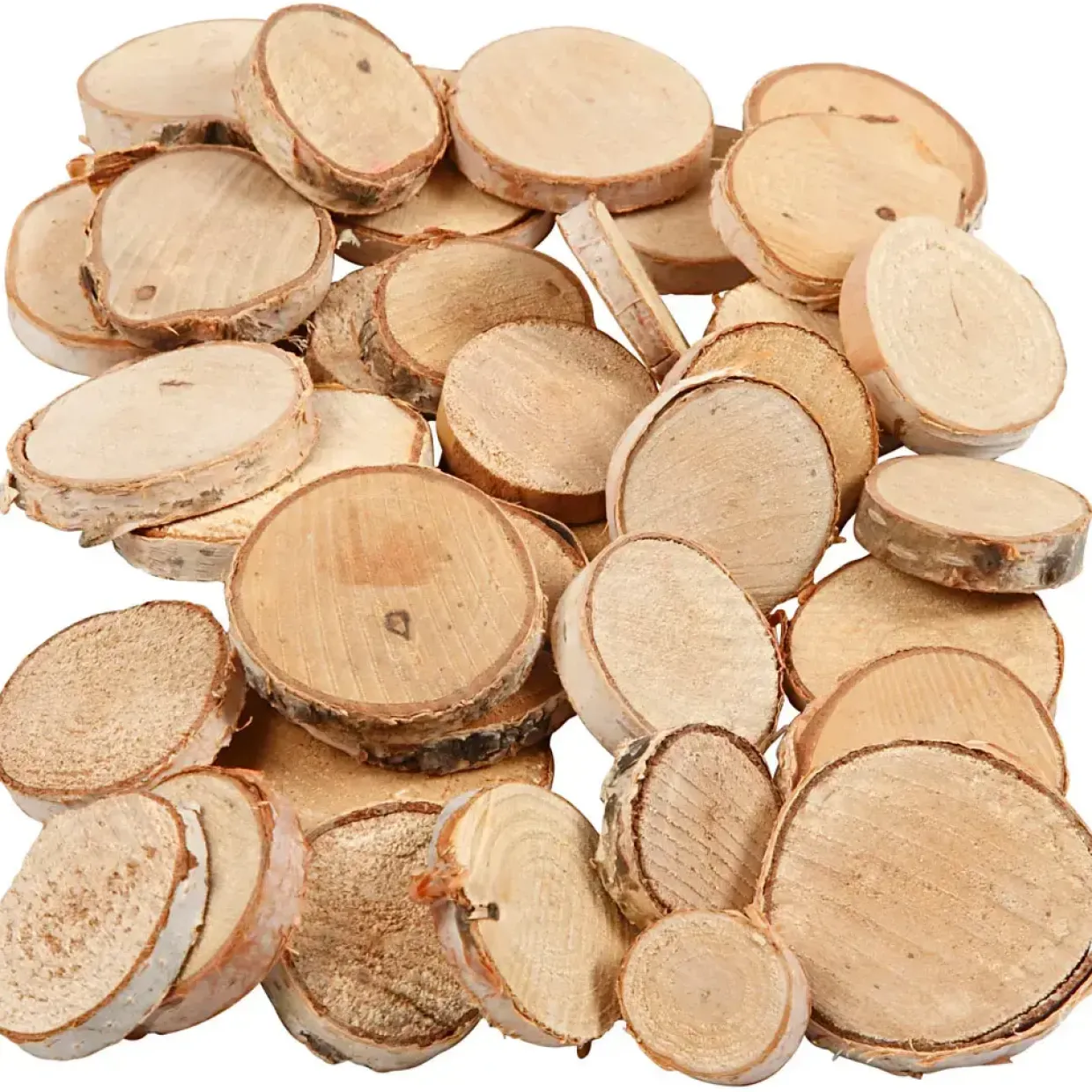 Træskive mix diameter 25-45 mm tykkelse 7 mm - 600 gram