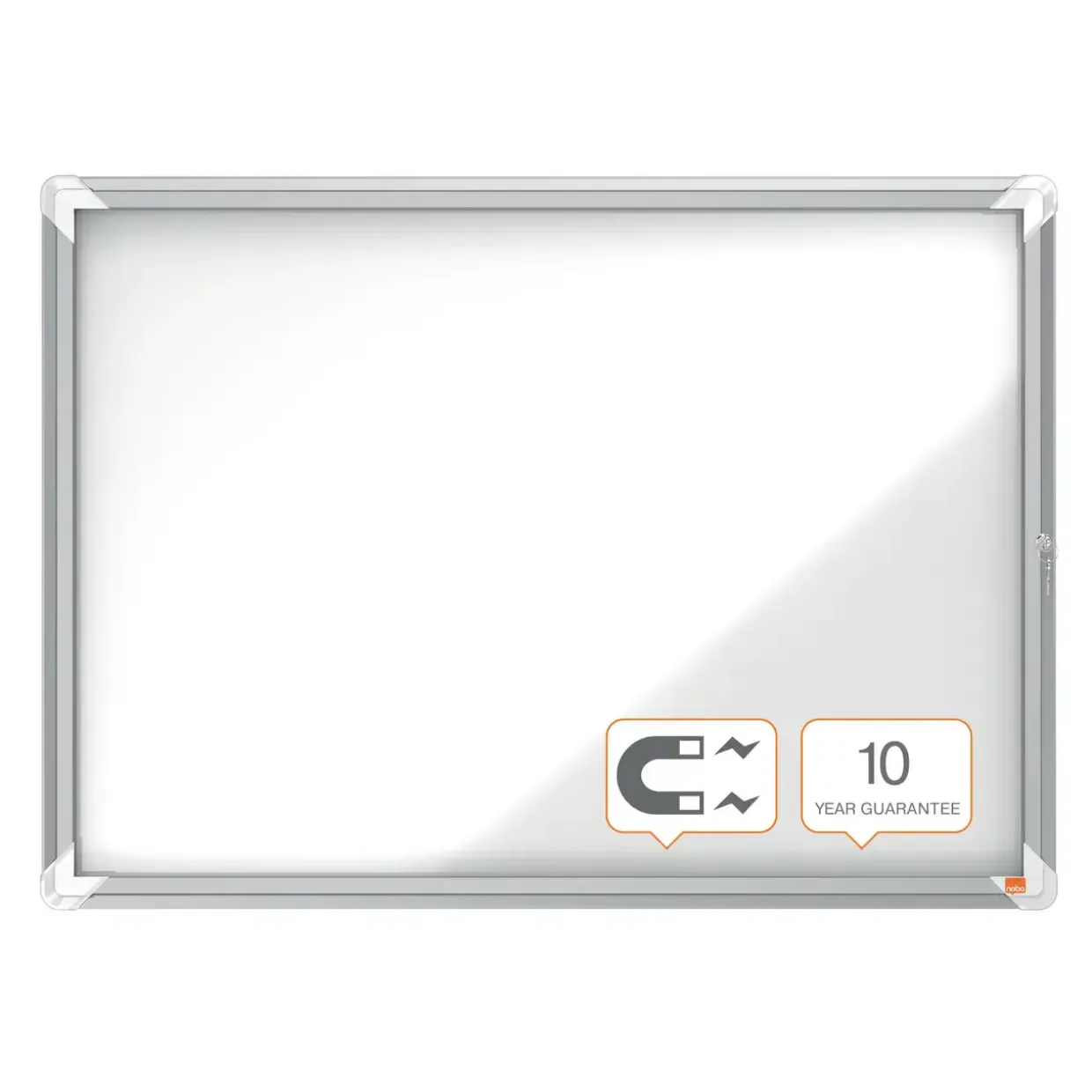 Udhængsskab - Nobo - Glas - 8xA4 - Hvid - Magnetisk og låsbart