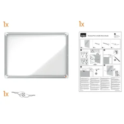 Udhængsskab - Nobo - Glas - 8xA4 - Hvid - Magnetisk og låsbart