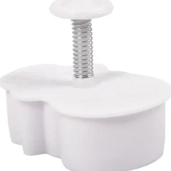 Udstikker med præg, H: 5 cm, hvid, juletræ, snemand, kagemand, kugle, 4stk.