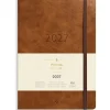 Ugekalender - Forma Deluxe - A5 - Tværformat - Kunstskind - Brun - 2027 - Mayland - 27200630