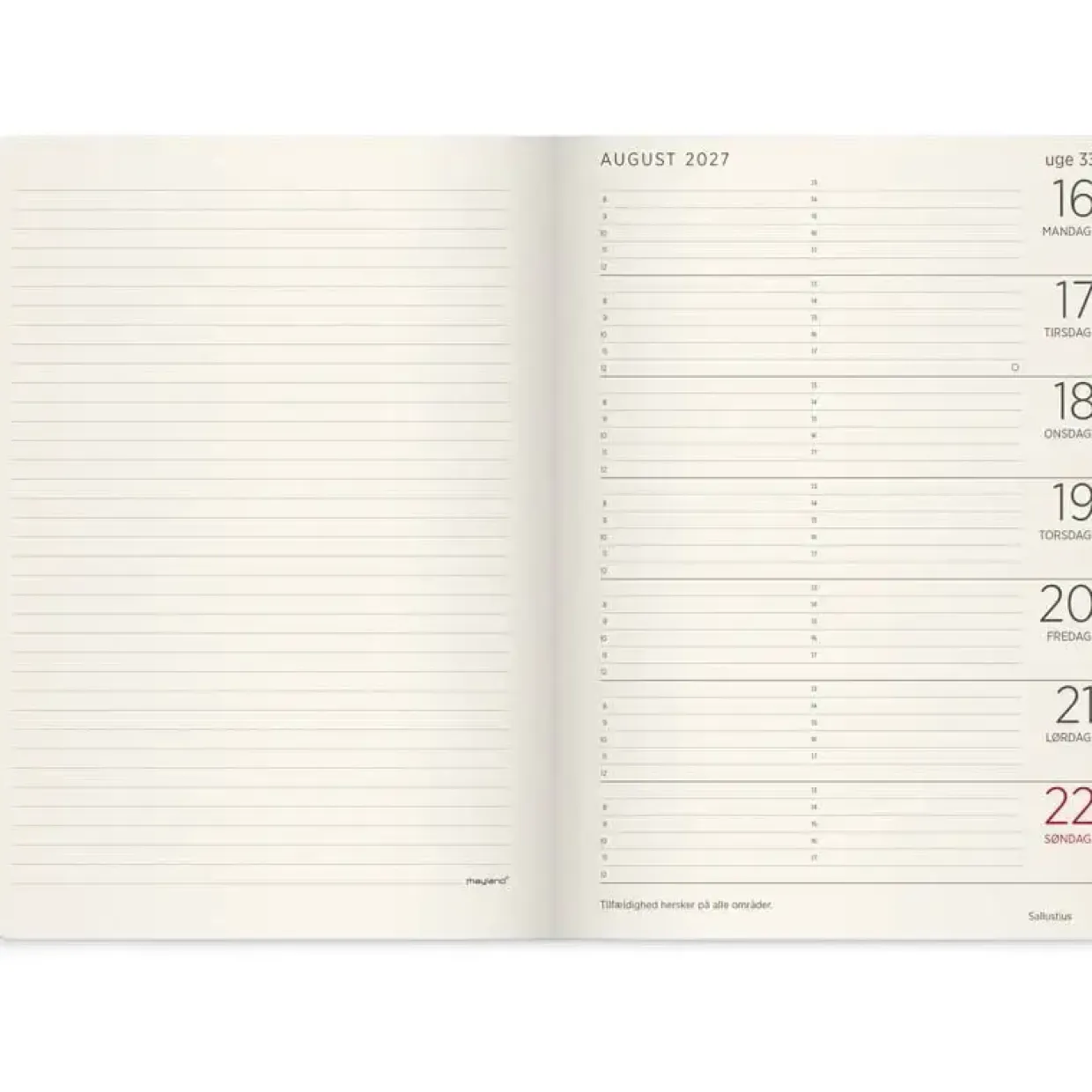 Ugekalender - Forma Deluxe - A5 - Tværformat - Kunstskind - Brun - 2027 - Mayland - 27200630