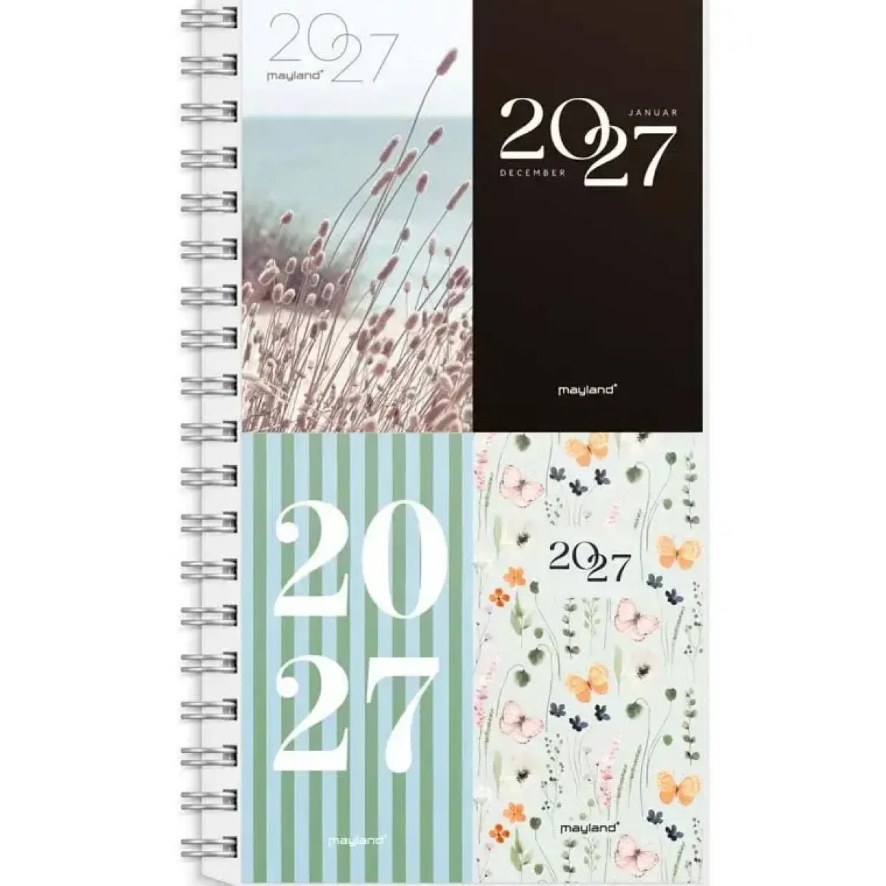 Ugekalender International - m/4 illu. - 101x170mm - Spiral - Højformat - 2027 - Mayland - 27088100