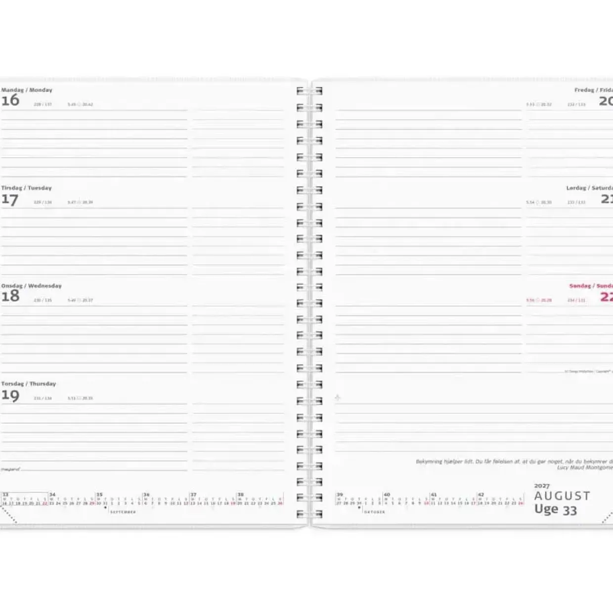 Ugekalender m/4 forside illu. - A5 - Tværformat - Spiral - 2027 - Mayland - 27200710
