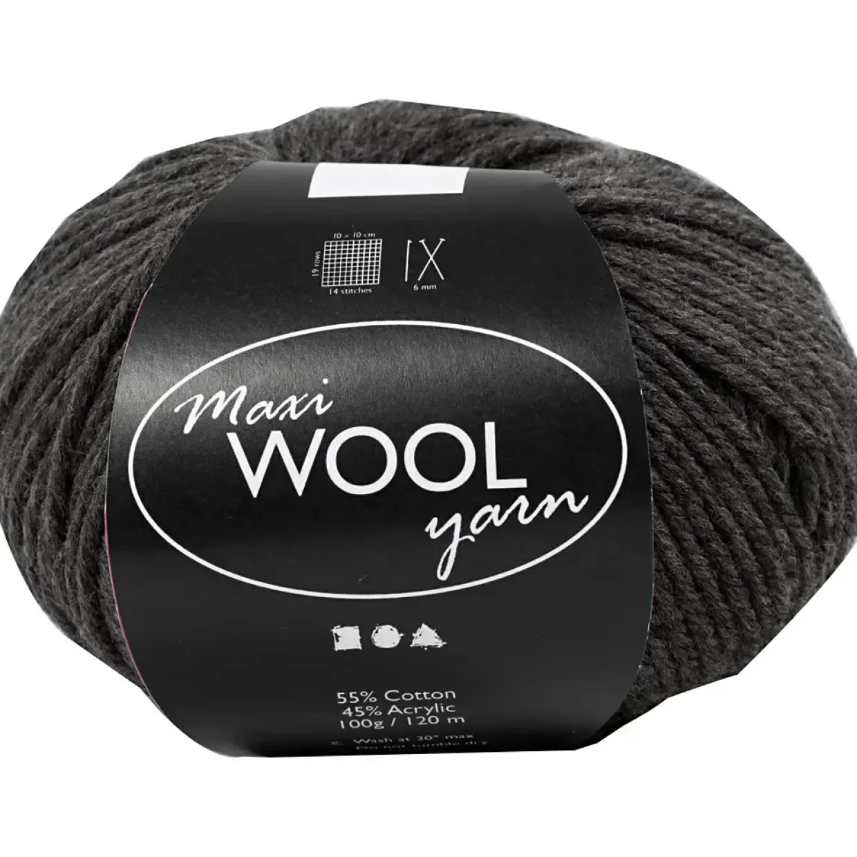 Uldgarn Maxi Wool længde 125 meter mørk grå melange | 100 gram