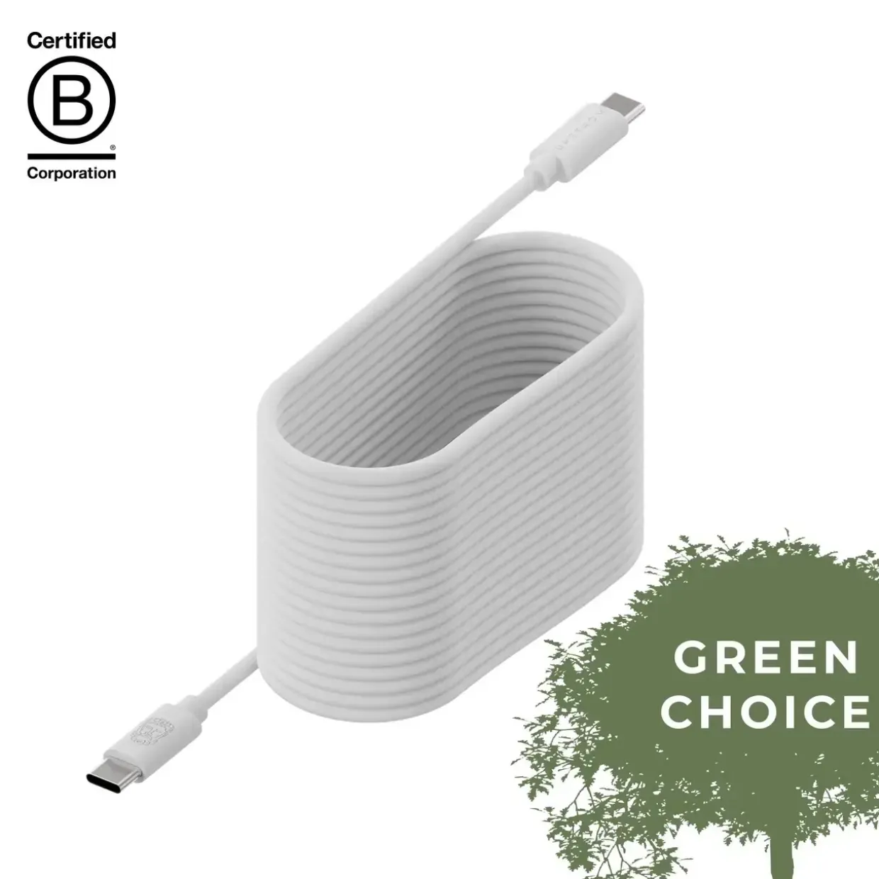 USB-C to USB-C kabel hvid Upström CIRKULÄR 100W (2.5m)