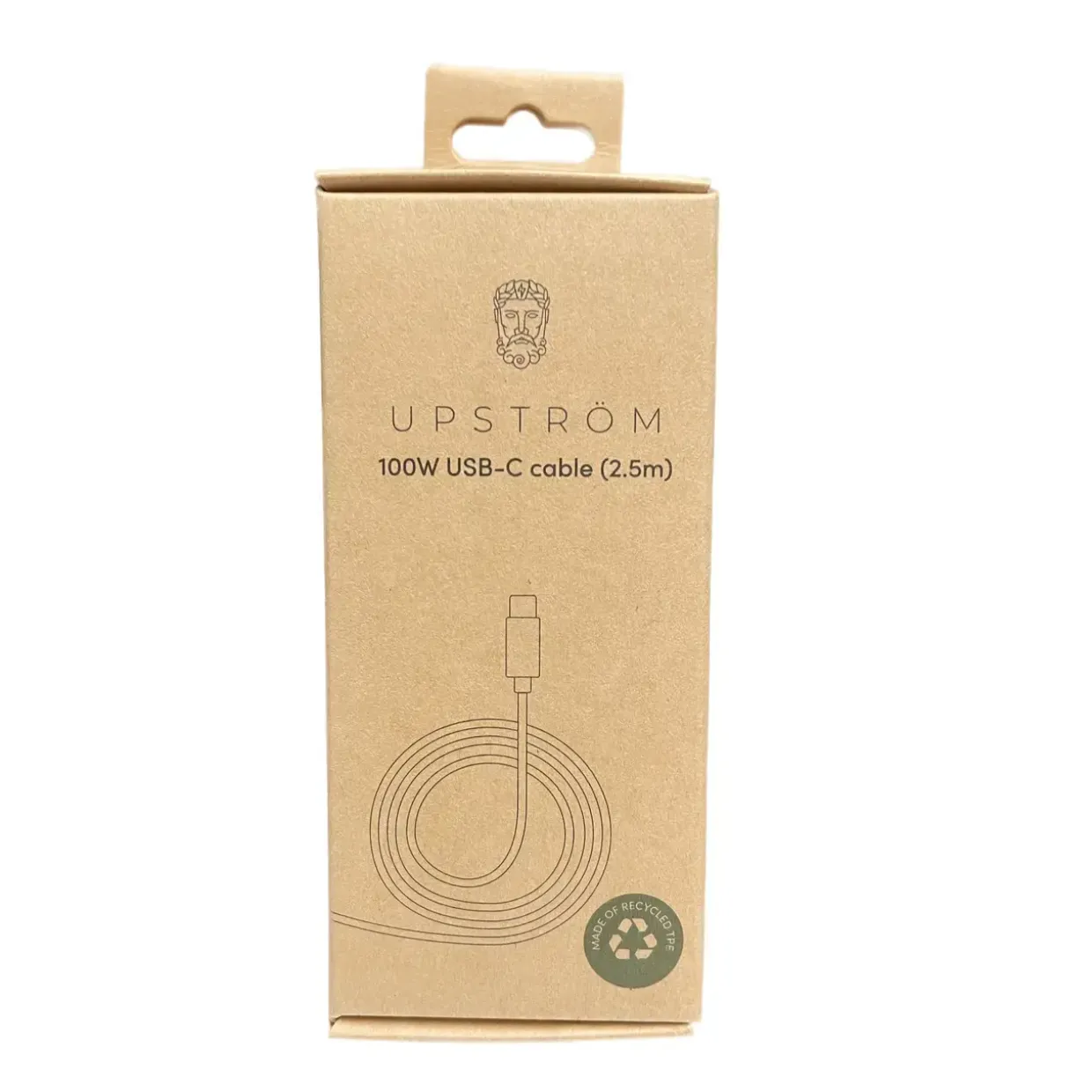 USB-C to USB-C kabel hvid Upström CIRKULÄR 100W (2.5m)