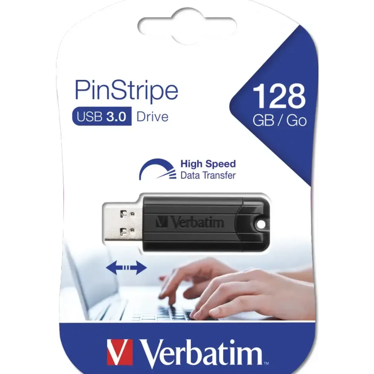 USB stik Verbatim USB 3.0 Pinstripe Drive 128GB, Black