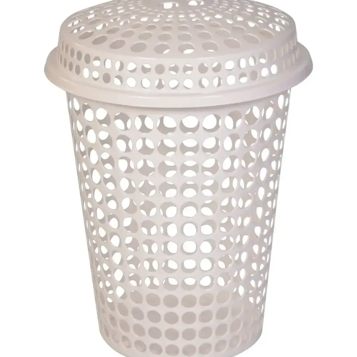 Vasketøjskurv med låg - Tina Trolleys - 60 L - Hvid - 65 cm