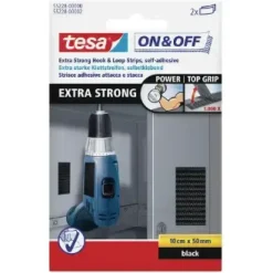 Velcro tape tesa Velcro sort eks stærk strips 50 x 100 mm | 2 stk