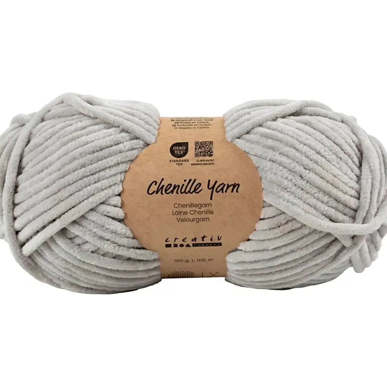 Velourgarn, L: 105 m, pind 5-6, grå, 100 g/ 1 ngl.
