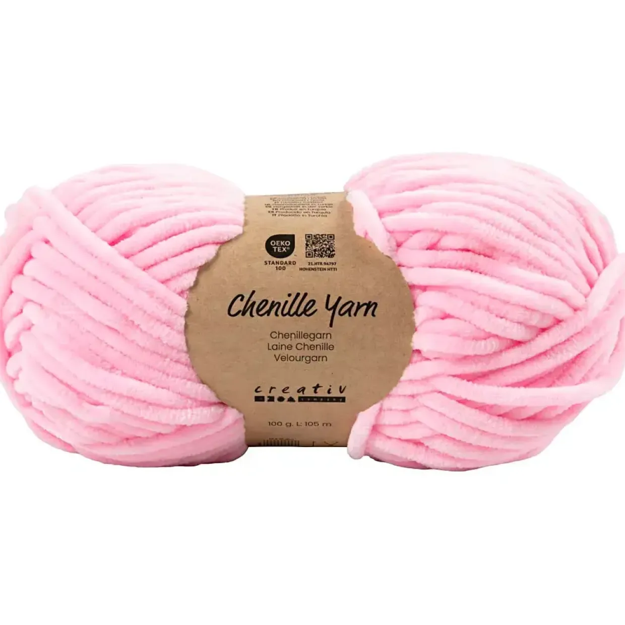 Velourgarn, L: 105 m, pind 5-6, lys pink, 100 g/ 1 ngl.