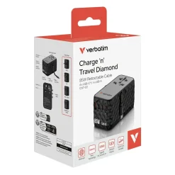 Verbatim Adapter Charge Travel Diamond 85W Ret Cable CNT-02 sort