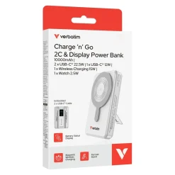 Verbatim VERBATIM Charge'n'Go 2C & Display PowerBank 10000 mAh Silver