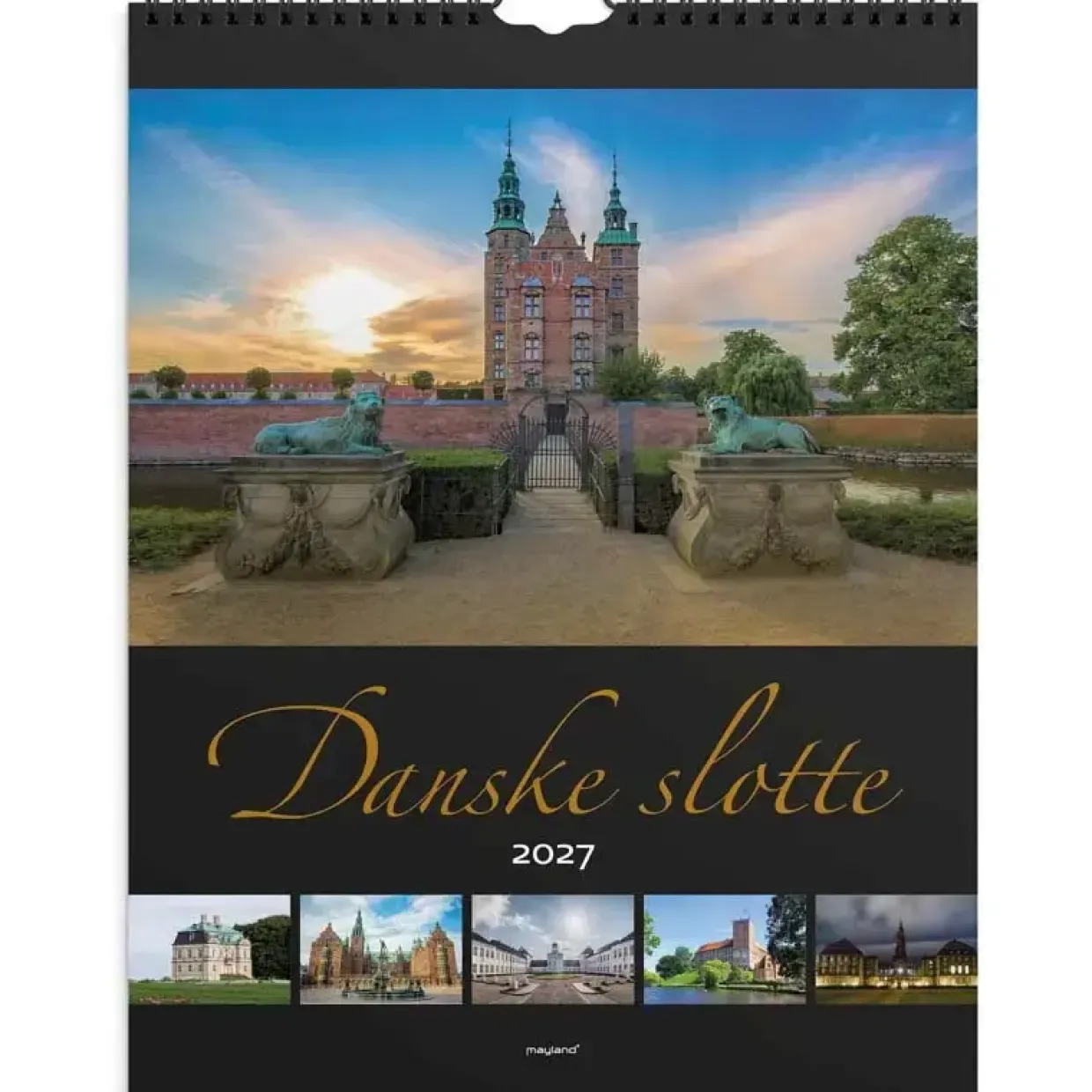 Vægkalender - Danske slotte - 296x393mm - Spiral - 2027 - Mayland - 27066200