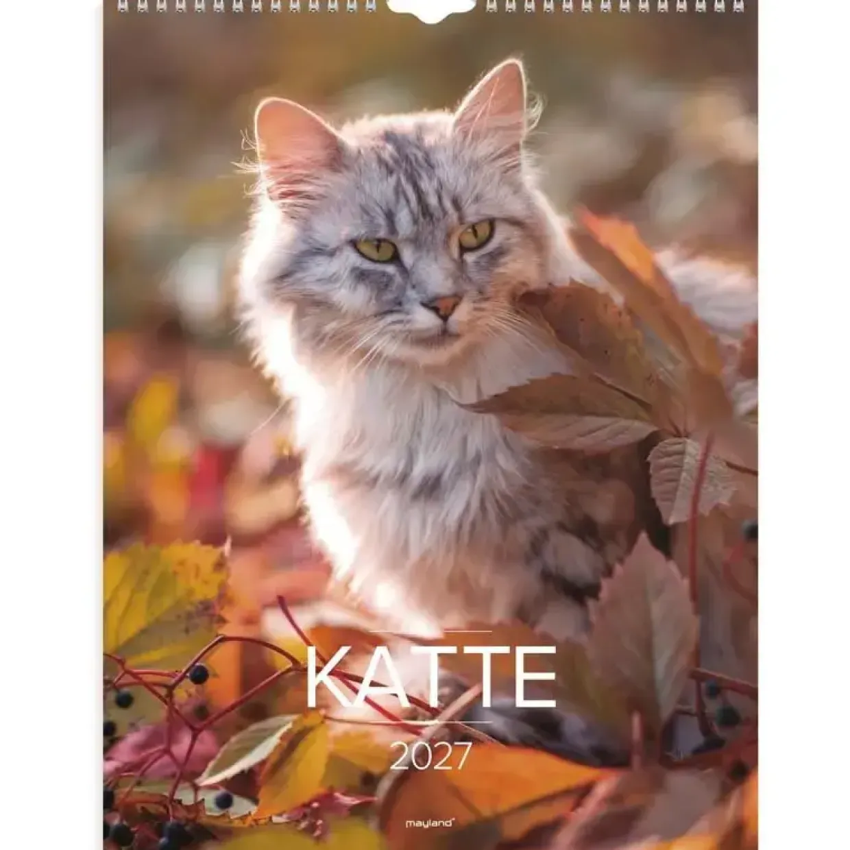 Vægkalender - Katte - 295x394mm - Spiral - 2027 - Mayland - 27066300