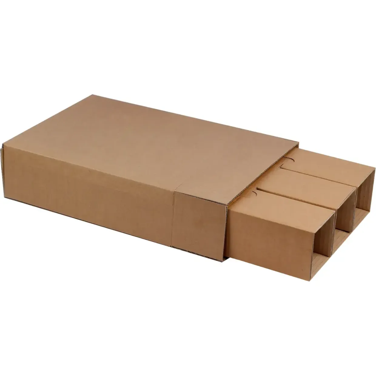 Vinemballage yderkasse til 3 flasker - 315x106x395mm fefco 0203 - 25 stk