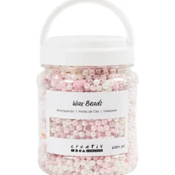 Voksperler, hulstr. 1,3-2,5 mm, pastelorange, soft rosa, lys lilla, perlemor, 700 ml, 425 g