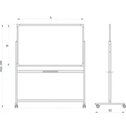 Whiteboard 100 × 200 cm magnetisk dobbeltsidet tavle