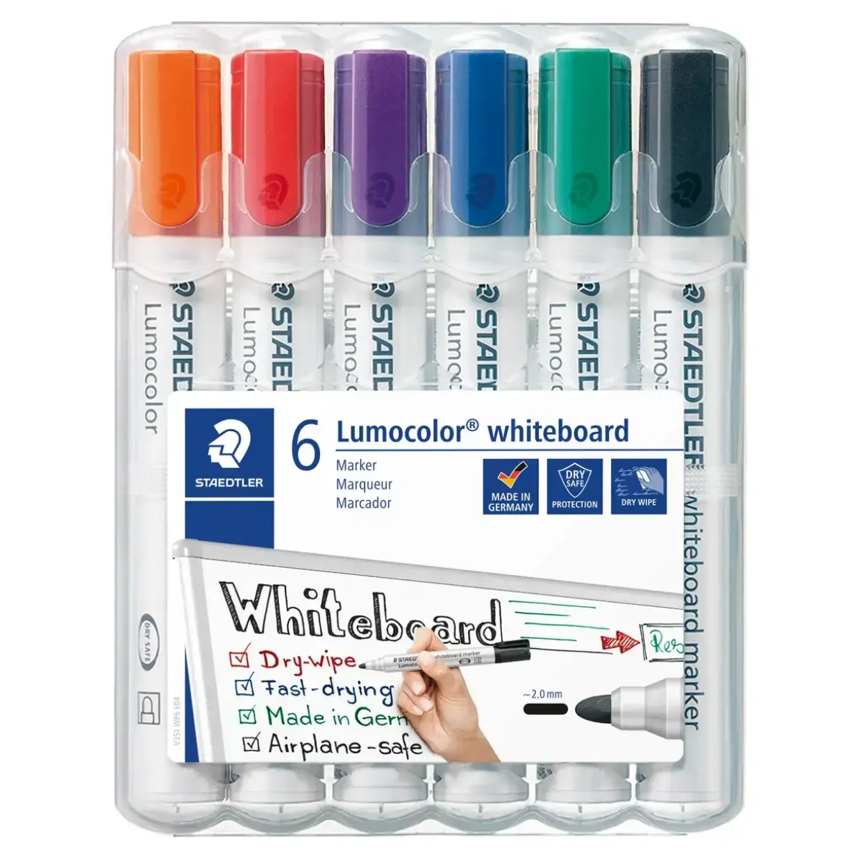 Whiteboardpenne sæt Lumocolor 351 WP6 med 6 penne - ass. stregbredde 2 mm