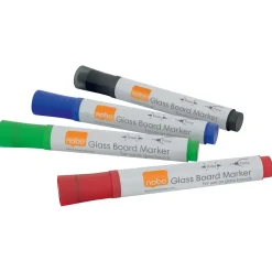 Whiteboardpen - Nobo - Til glastavler - Assorterede farver - 4 stk