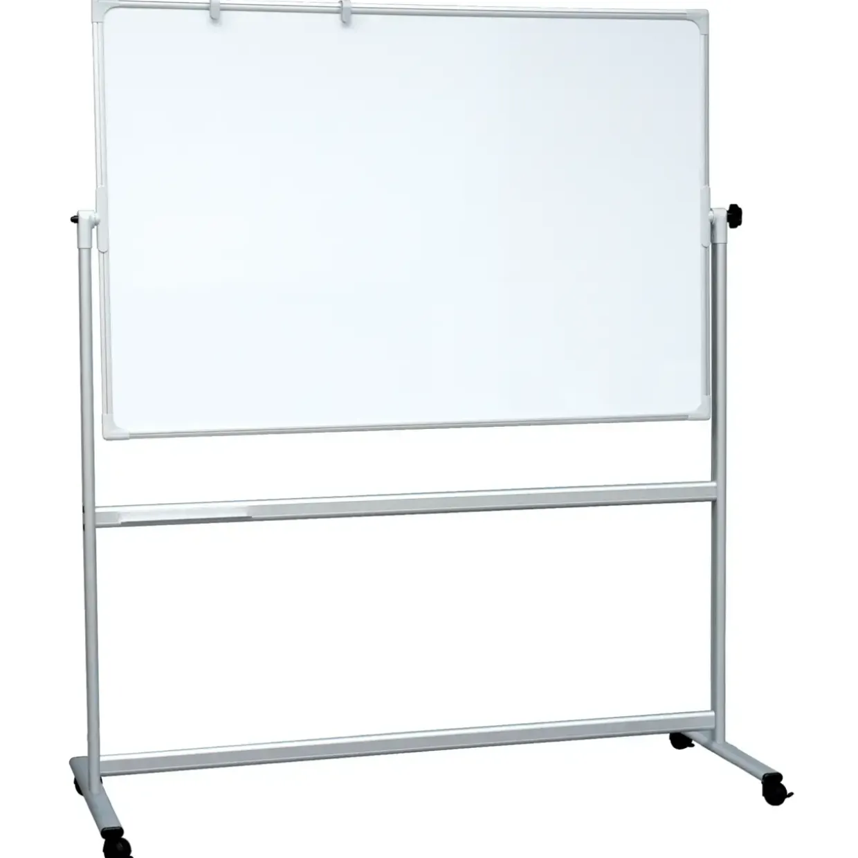 Whiteboard tavle på hjul, dobbeltsidet, inkl pennebakke, Naga, 120 X 90 cm