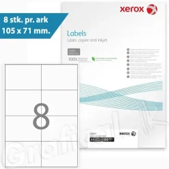 Xerox Labels - 8 pr. ark 105 x 71 mm 003R97404 - 100 ark
